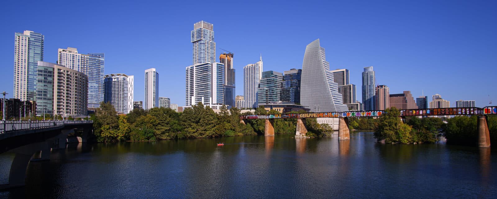 Austin, TX — Downtown Austin, Texas from the Colorado River, October 2022
