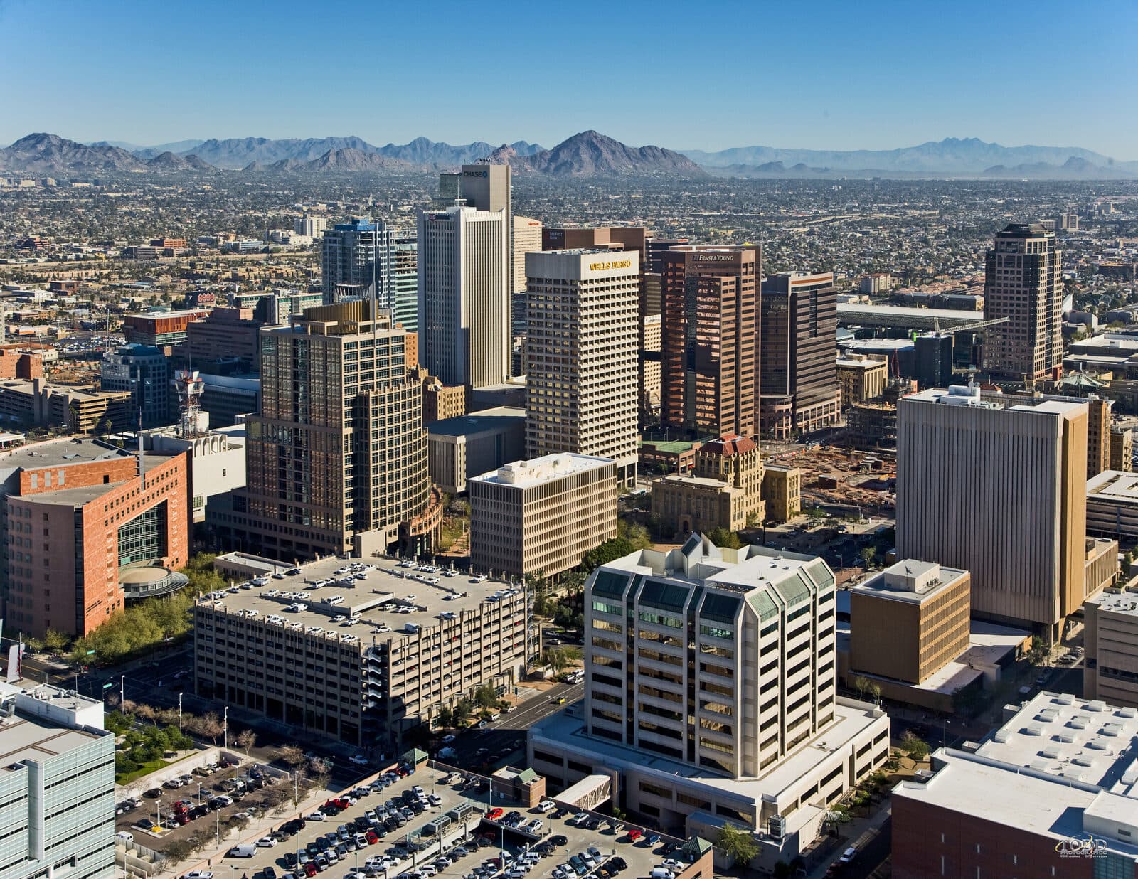 Phoenix, AZ — Downtown Phoenix Aerial Looking Northeast