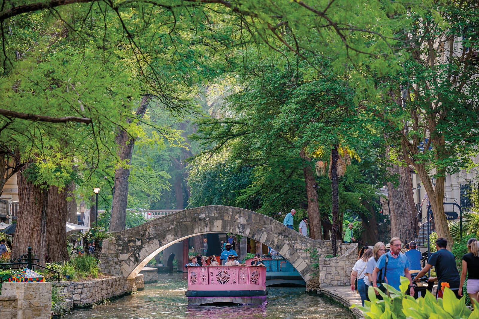 San Antonio, TX — San Antonio Riverwalk with boat tour view