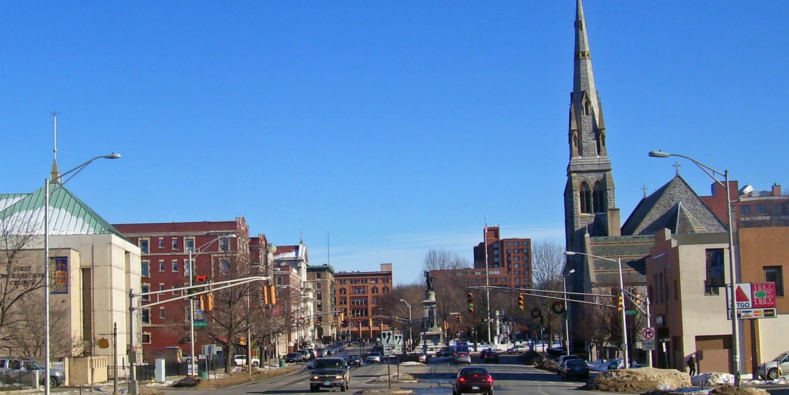 Waterbury, CT skyline, the corridor Whipshipper carriers serve daily