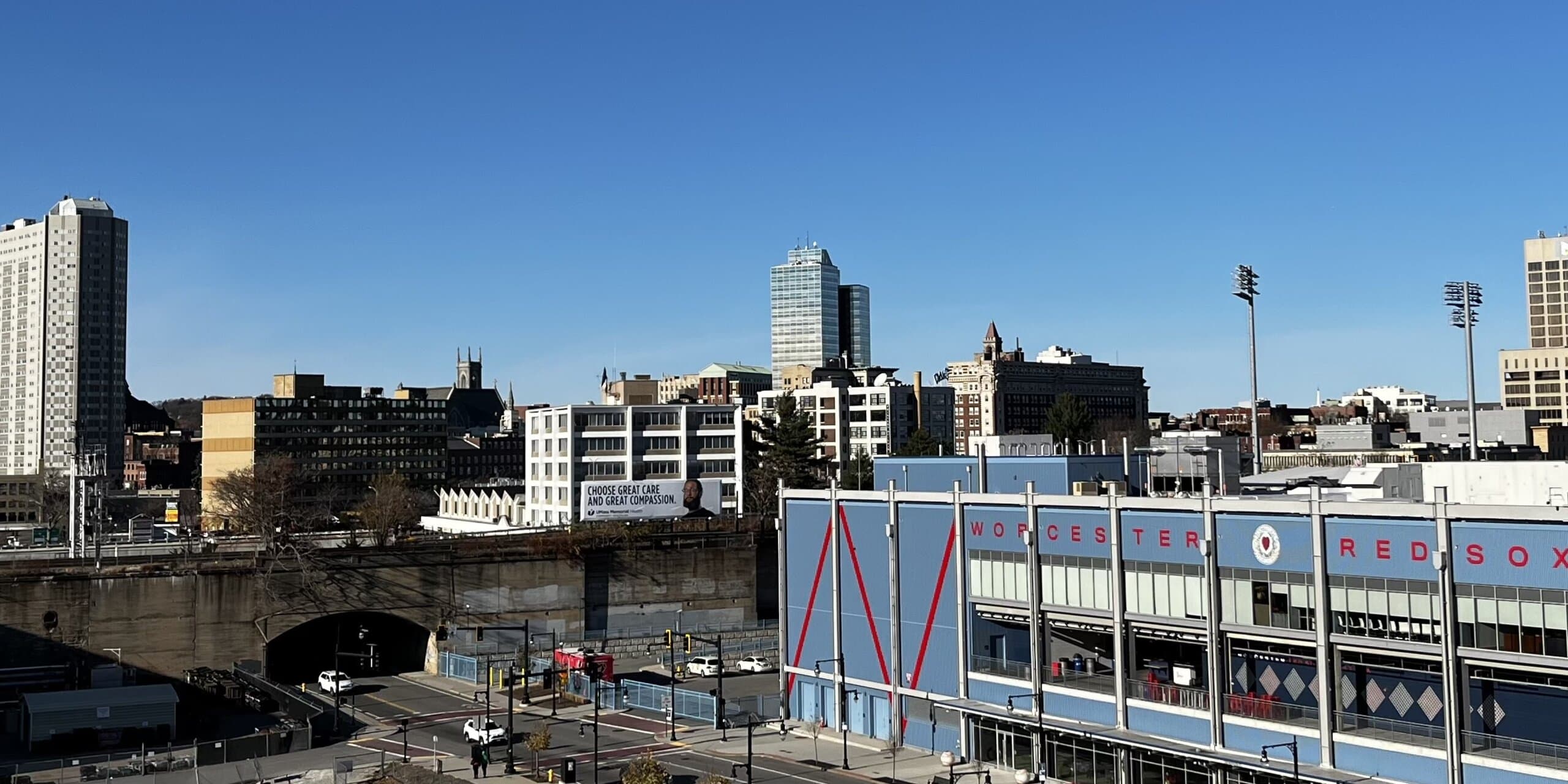 Worcester, MA skyline, the corridor Whipshipper carriers serve daily
